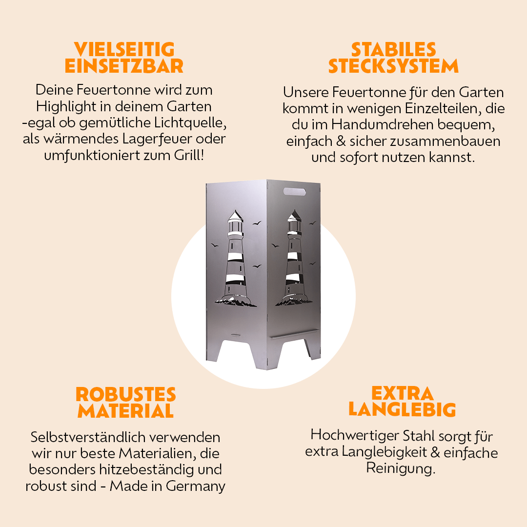 78cm Feuertonne "Leuchtturm" - Image 2