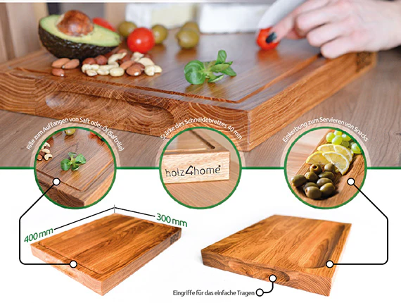 Holz4Home - Servier- und Schneidebrett-Set aus massiver Eiche - Image 3